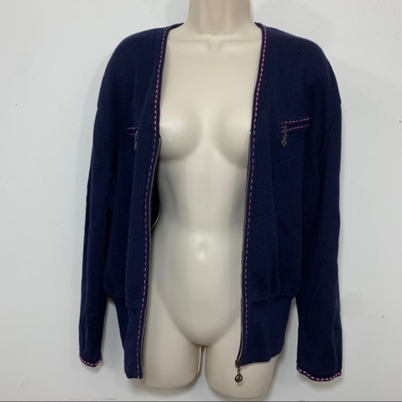 Laurel By Escada Cardigan Full Zip Sweater Blue - Picture 2 of 9